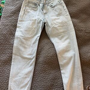 rag & bone Light Blue Denim Jeans with Tan Waistband